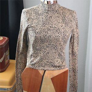 Cheetah Print Mockneck Knit